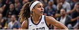 Women's basketball player in game action